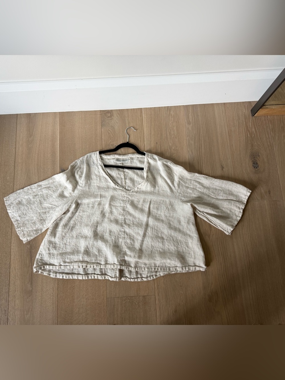 bryn Walker Natural Linen Tunic Top With Bell Sleeves - Picture 2 of 11